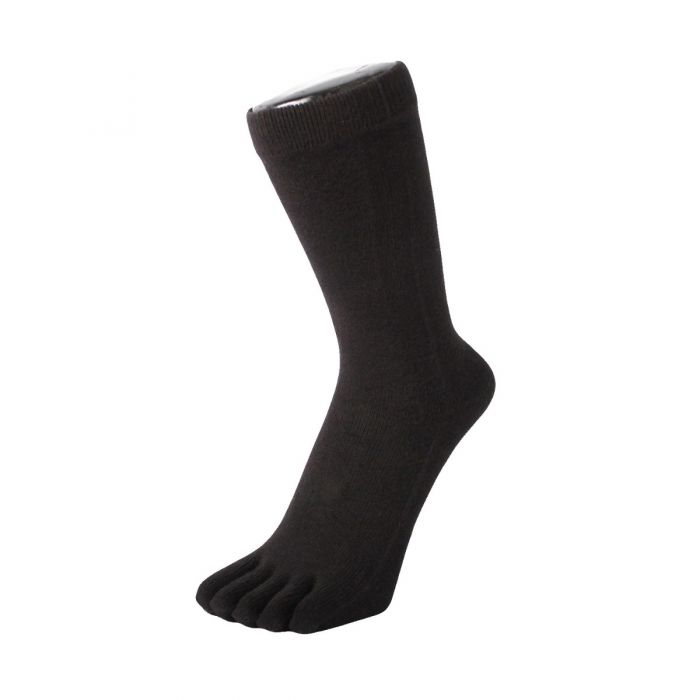 TOETOE - Essential Men Argyle High-Crew Cotton Toe Socks… (Black