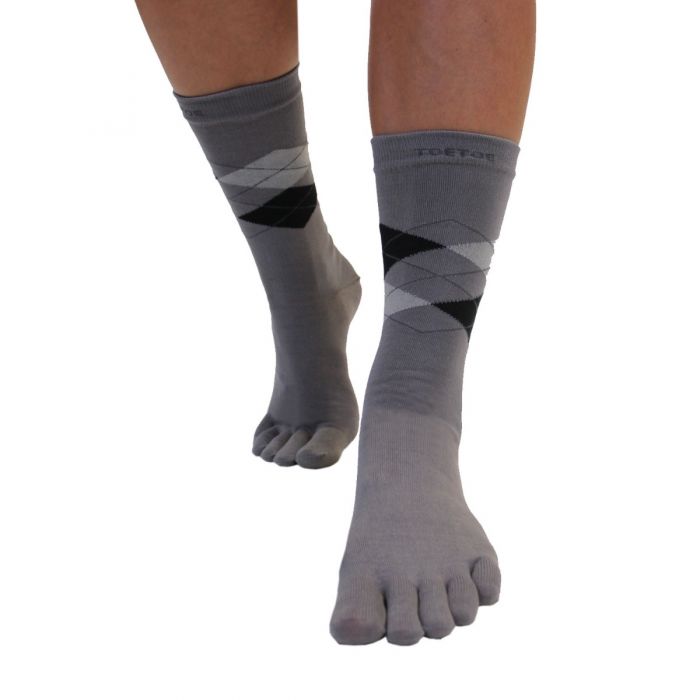 TOETOE® Socks - Men Argyle Toe Socks Grey Black Light Grey Unisize