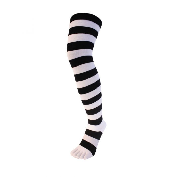 TOETOE® Socks - Over-Knee Toe Socks Black White Unisize