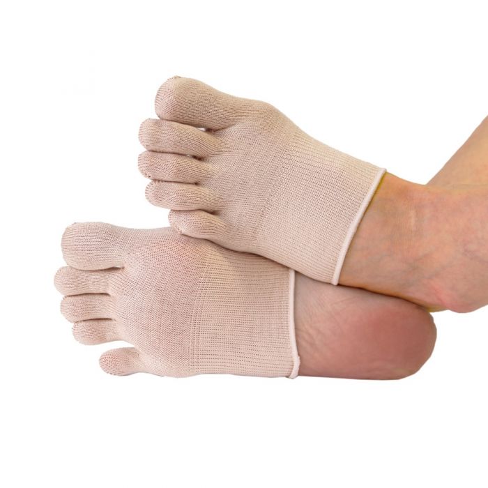 TOETOE - Essential Silk No-Show Toe Socks (Beige, 3.5-6) 