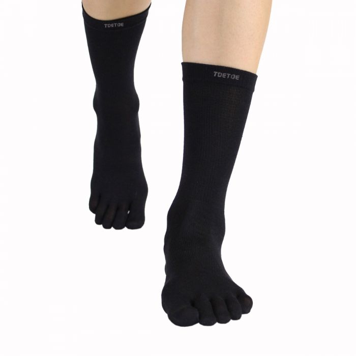 TOETOE - Sports Snow Ski Knee-High Toe Socks (Black-Blue, 3.5-6
