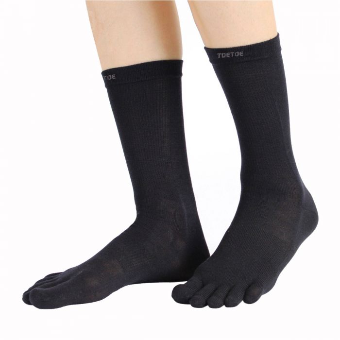 TOETOE® Essential Everyday Unisex Mid-Calf Stripy Cotton Toe Socks