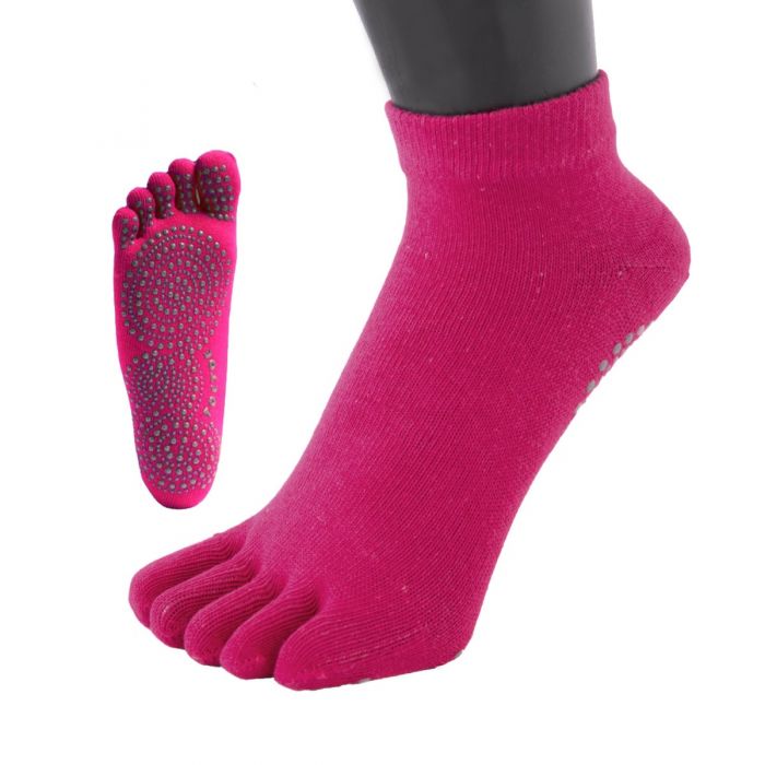 Anti-Slip Sole Trainer Toe Socks Fuchsia