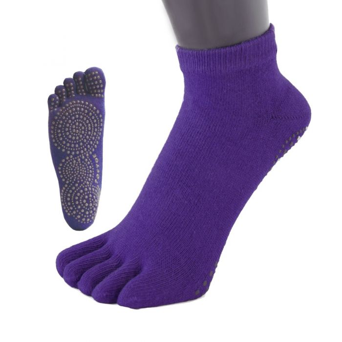 TOETOE Yoga / Pilates Anti-Slip Sole Serene Ankle Cotton Toe Socks Black