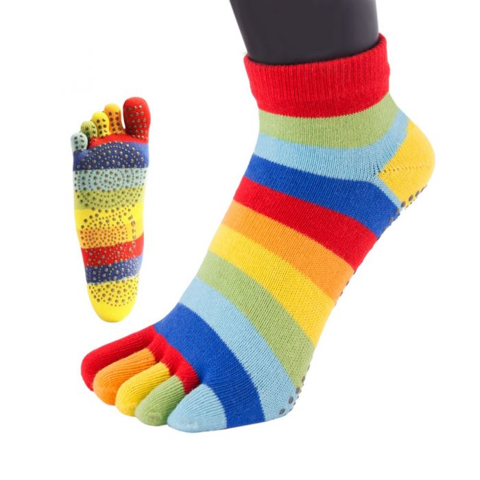 Anti-Slip Sole Trainer Open Toe Socks (4 Pack - Rainbow)