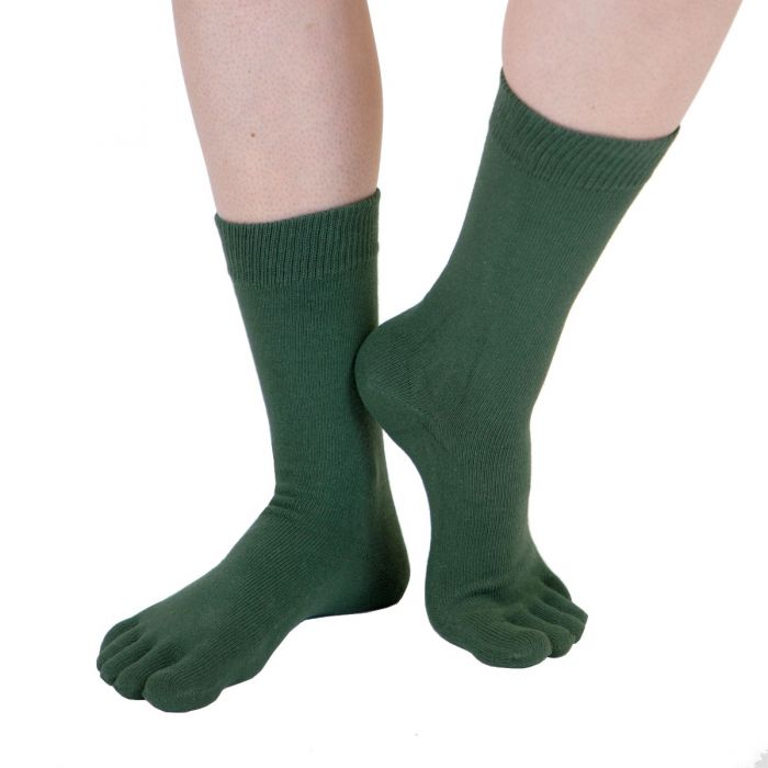 TOETOE® Socks - Compression Knee High Toe Socks Black Green