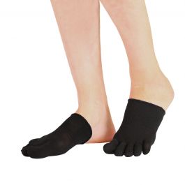 Silk Half Toe Socks Black Small - TOETOE® Socks